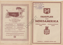 Navigation Hamburg-Amerika Linie - Norddeutscher Lloyd - Nordamerika Fahrplan 1934 Eiffe&Co Anvers (V43) - World