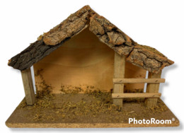 12939 Pastorello Presepe - Grotta In Legno E Sughero - Crèches De Noël