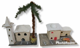 15665 Presepe - 2 Casette In Cartone / Sughero / Plastica - Christmas Cribs