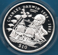 SIERRA LEONE 10 DOLLARS 1999  	KM# 116  Argent 925‰ Silver  PROOF Charles Darwin GALAPAGOS ISLANDS - Sierra Leone