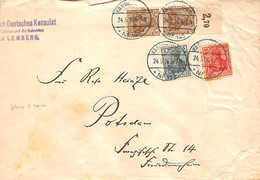 1918.- LETTRE DU CONSULAT DE LEMBERG A POSTDA. OBLITERATION FELDPOST NS193. Mi Nº 84,85,86. ON REVERSE TIMBRE OFICIAL DU - Lettres & Documents