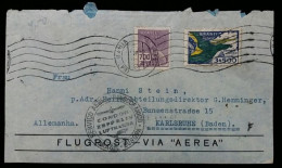Brazil 1934 Transatlantic German Bank Airmail Cover Bahia To Karlsruhe Germany cancel Friedrichshafen Condor Zeppelin - Posta Aerea (società Private)