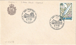 SAN MARINO BUSTA ANNULLO '40 ANNI BORSA FILATELICA NAZIONALE' 4.11.1983 - FRANCOBOLLO LICEO DI STATO - SASSONE 1118 - Storia Postale