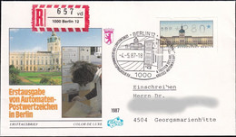 BERLIN 1987 Mi-Nr. ATM 1 Automatenmarken FDC Einschreiben Gelaufen - 1981-1990