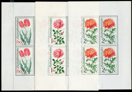 CZECHOSLOVAKIA 1973 Olomouc Flower Exhibition Sheetlets Of 4 MNH / **  Michel 2147-48, 2151 Kb - Blocks & Sheetlets