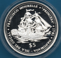 TUVALU 5 DOLLARS 1999 Argent 925‰ Silver  PROOF  La Princesa Francisco Antonio Mourelle Isla Del Cocal - Tuvalu