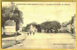 CHAMPIGNY Sur VEUDE : Place Et Entrée Du CHATEAU Animée - Champigny-sur-Veude