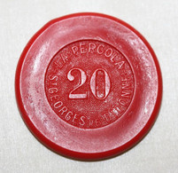 Jeton De 20 Francs Rouge "Casino Saint Georges De Didonne - La Pergola" - Casino Token Chips - Casino