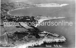 SWANAGE THE TWO BAYS OLD R/P POSTCARD DORSET AERO PICTORIAL AIR VIEW - Swanage