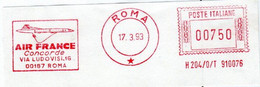 EMA RED METER  -  AIR FRANCE CONCORDE - EMA FREISTEMPEL  - 02800 - Poststempel - Freistempel