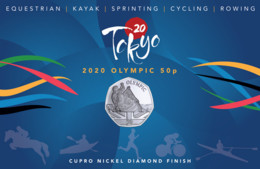 Gibraltar 50p Coin 2021 Summer Olympics - Kayak  'Diamond Finish' - Gibraltar