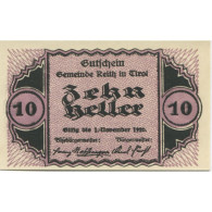 Billet, Autriche, Reith, 10 Heller, Paysage, 1920, 1920-11-01, SPL, Mehl:FS 831a - Autriche