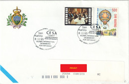 SAN MARINO ANNULLO 'GLOBAL INTERACTION ON BANKING FOR ARTISANAT' 8.11.1995 FRANCOBOLLI L. 250 E 500 SASSONE 1125 / 1466 - Storia Postale