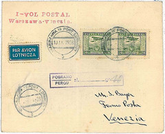 27317 - POLAND - POSTAL HISTORY - First Flight COVER - Warzsaw To Venice 1928 - Other & Unclassified