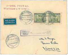 27317 - POLAND - POSTAL HISTORY - First Flight COVER - Warzsaw To Venice 1928 - Sonstige & Ohne Zuordnung