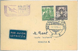 27315 - POLAND - POSTAL HISTORY - First Flight COVER - Gdynia To Venice 1939 - Sonstige & Ohne Zuordnung