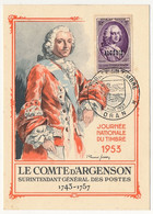 FRANCE => Carte Fédérale - Journée Du Timbre 1953 - Le Comte D'Argenson - ORAN - 14 Mars 1953 - Maximumkaarten