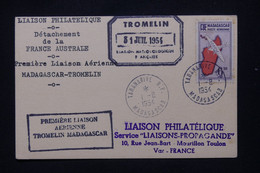 T.A.A.F. - Carte De La 1ère Laison Aérienne Tromelin/ Madagascar En 1954 - L 107531 - ...-1955 Prephilately