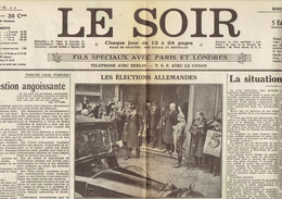 Elections Allemandes - Hitler Au Pouvoir (fac-similé De La Une Du Journal Le Soir, Belgique) Du 7/3/1933 - Historical Documents