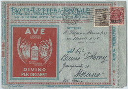 69571 - ITALY - POSTAL HISTORY - BLP Advertising COVER  13: WINE Medicine ANGELS - Stamps For Advertising Covers (BLP)