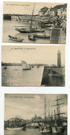 50 GRANVILLE 3 Cartes  Port Grand Bassin Voiliers Phare Du Port Jetée  Quai Bout Du Port Anim  1910    /D18  2021 - Granville