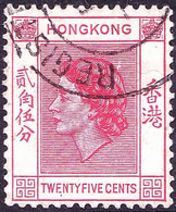 HONG KONG 1958 QEII 25c Rose-Carmine SG182a FU - Gebraucht