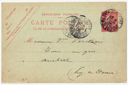 GARE De BELFORT Carte Postale Entier 10 C Semeuse Lignée Rose Sur Vert Yv 129-CP1 Storch A1 Date 427 Ob 1905 - Cartoline Postali E Su Commissione Privata TSC (ante 1995)