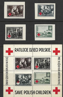 MIN. SHEET " SAVE  POLISH  CHILDREN.ISSUED  BY  POLISH  RED  CROSS" - Gouvernement De Londres (exil)