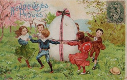 Belle Illustrée : Enfants Faisant La Ronde Autour D' Un énorme Oeuf  JOYEUSES PAQUES - Pascua