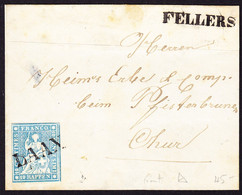 Um 1855 10 Rp Strubel Marke, Knapp Vollrandig Mit Stabstempel LAAX Auf Briefteil Mit Stabstempel FELLERS Nach Chur - Covers & Documents