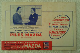 Buvard PILES MAZDA CONCOURS 1953 ILLUSTRATEUR AMIENS SOMME - Baterías