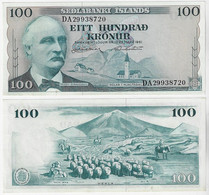 Banknote Iceland 100 Kronur 1961 Pick-44 Livestock At The Hekla Volcano Unc (US$20) - Iceland