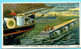 Chromo Trade Card J. & P. Coats' Spool Cotton. Calendrier, Calendar 1880, Année Complète, Full Year. Sea Transport. - Small : ...-1900