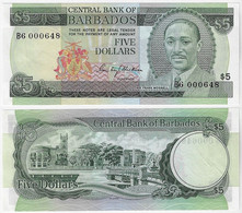 Banknote Barbados 5 Dollars 1975 Pick-32 XF (US$14) - Barbados (Barbuda)