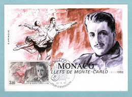 Carte Maximum Monaco 1986 - Création De La Nouvelle Compagnie De Ballets De Monte-Carlo - YT 1533 - Maximumkaarten