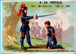 Chromo Calendrier 1er Semestre 1878. Maison A La Vestale. François I Armé Chevalier Par Bayard. Imp. Laas - Formato Piccolo : ...-1900