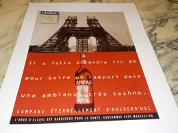 ANCIENNE PUBLICITE PARIS ET CAMPARI 1999 - Alcoholes