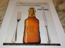 ANCIENNE PUBLICITE BIERE  D ALSACE LA FISCHER 1998 - Alcoholes