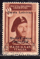 CORPO POLACCO DI LONDRA POLISH BODY LONDON 1954 POSTA AEREA AIR MAIL MONTE CASSINO 2z USATO USED OBLITERE' - 1946-47 Corpo Polacco Period