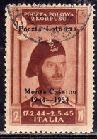 CORPO POLACCO DI LONDRA POLISH BODY LONDON 1954 POSTA AEREA AIR MAIL MONTE CASSINO 2z USATO USED OBLITERE' - 1946-47 Período Del Corpo Polacco