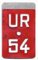 Velonummer Uri UR 54 - Plaques D'immatriculation