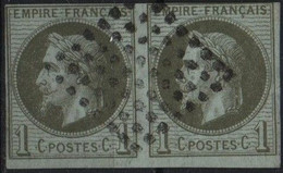 France Colonies Générales Maury 7 (Yvert 7) O Napoléon Lauré 1c Paire - Napoleone III
