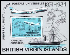 Virgin Islands, 1984, UPU, World Postal Congress Hamburg, Airplane, Ship, United Nations, MNH, Michel Block 20 - British Virgin Islands