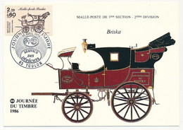 FRANCE => Carte Fédérale - 2,20 + 0,60 - Malle Poste Biskra - Journée Du Timbre - Toulon - 1986 - Stamp's Day