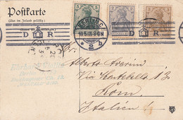 DR Karte Mif Minr.83I,84I,85I Flaggenstempel Berlin C 19.5.06 Gel. Nach Italien - Covers & Documents
