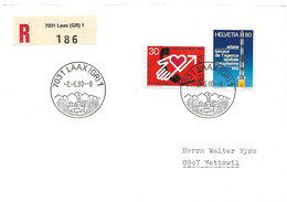 276 - 37 - Enveloppe Recommandée Avec Cachets Illustrés  Laax (1)  1980 - Poststempel