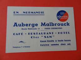 Carte De Visite Café Hôtel Restaurant Les Routiers Auberge Malbrouck Chez Sam RN13 Boisney - Cartes De Visite