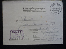 Stalag X B Sandbostel Germany --> Sart-lez-Spa Liege Verviers Belgium 8.4.1943 Feldpost WWII POW Censure Geprüft - Covers & Documents