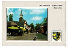Groeten Uit Nunspeet - Dorpsstraat (commerces, Animation) Blason - Circulé 1987 - Nunspeet