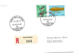 276 - 55 - Enveloppe Recommandée Avec Cachets Illustrés   Mellingen 1980 - Poststempel